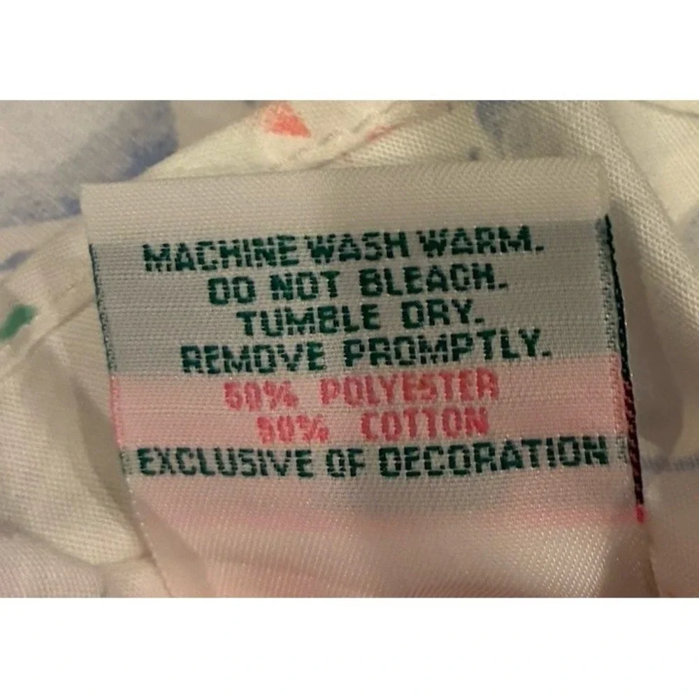 Vtg Lambs & Ivy Bunny Balloons Appliqué Hearts Crib Quilt Sheet~Blue Pink White